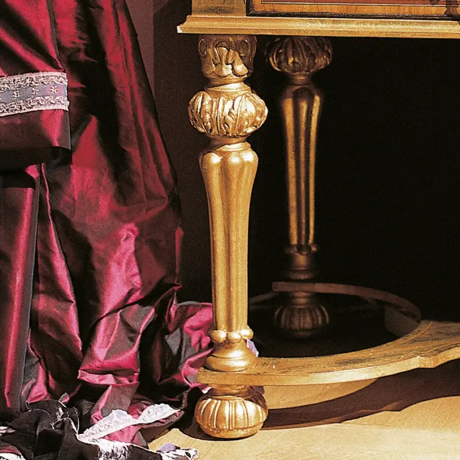 Lavish Provasi 0686-2 nightstand crafted in Myrtle burl wood with gilded detailing and high-gloss finish
