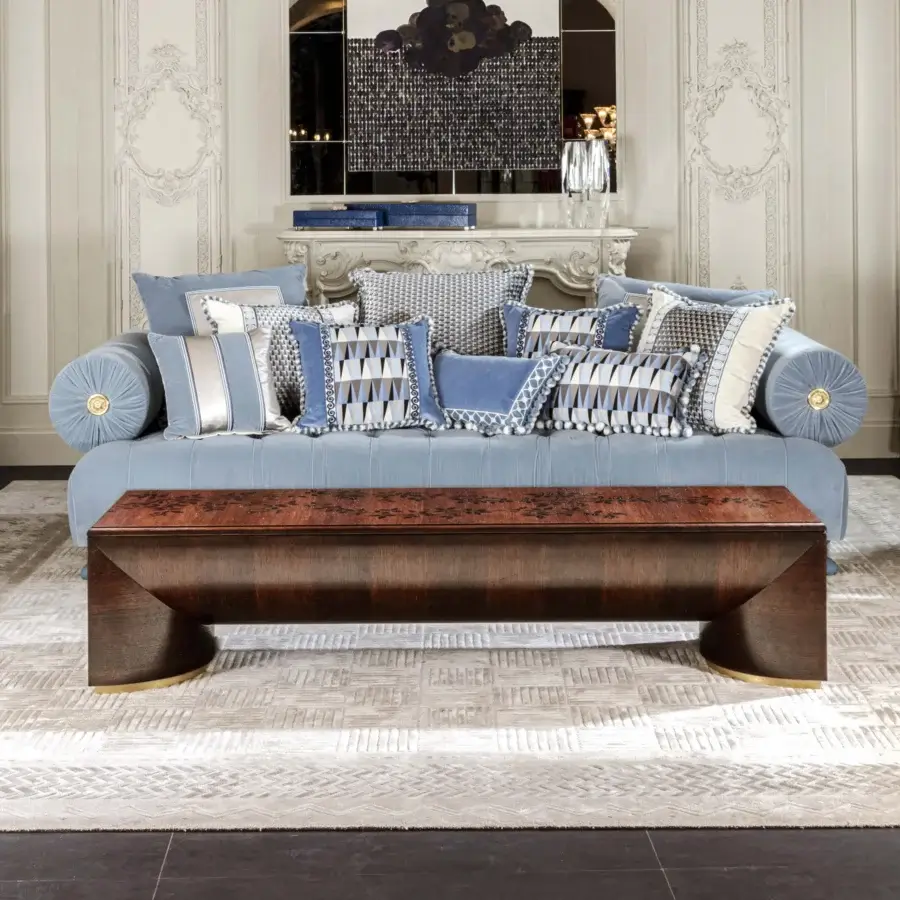 Exceptional Provasi 2518 coffee table crafted in oak with a glossy dark brown finish and sculpted base