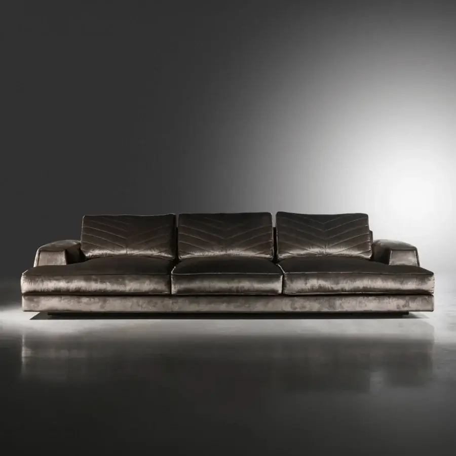 Distinguished Visionnaire Xavier sofa upholstered in dark brown textured textile with a matte finish