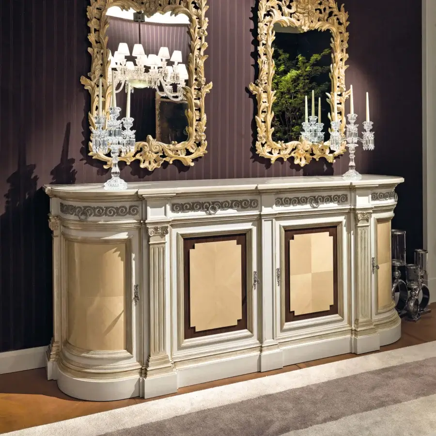 Exceptional Provasi 2932 sideboard crafted in Citronnier wood and Mahogany with a satin finish and marble surface