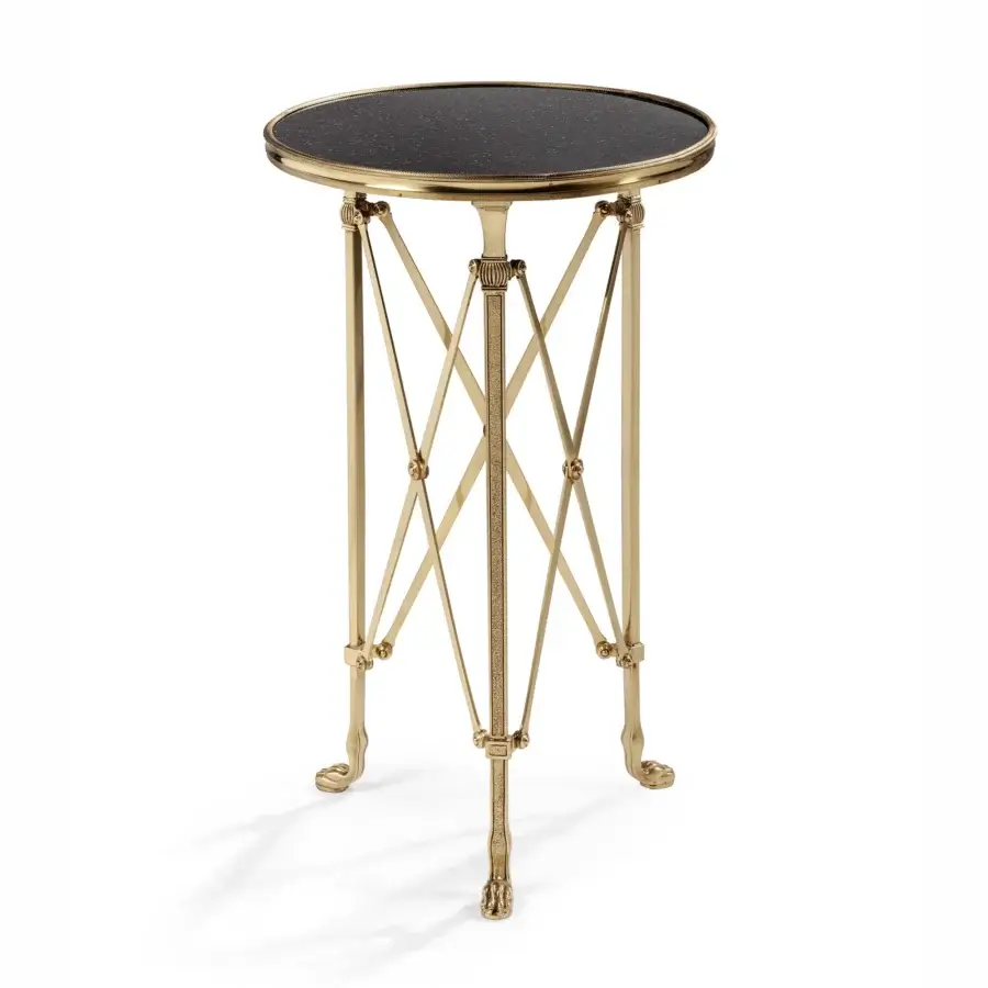 Lavish Provasi 0573 side table crafted with luminous brass and prestigious marble, exhibiting a polished golden finish