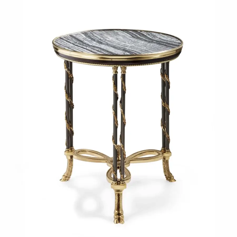 Superior Provasi 0574 side table with brass structure and pristine marble tabletop crafted in Italy