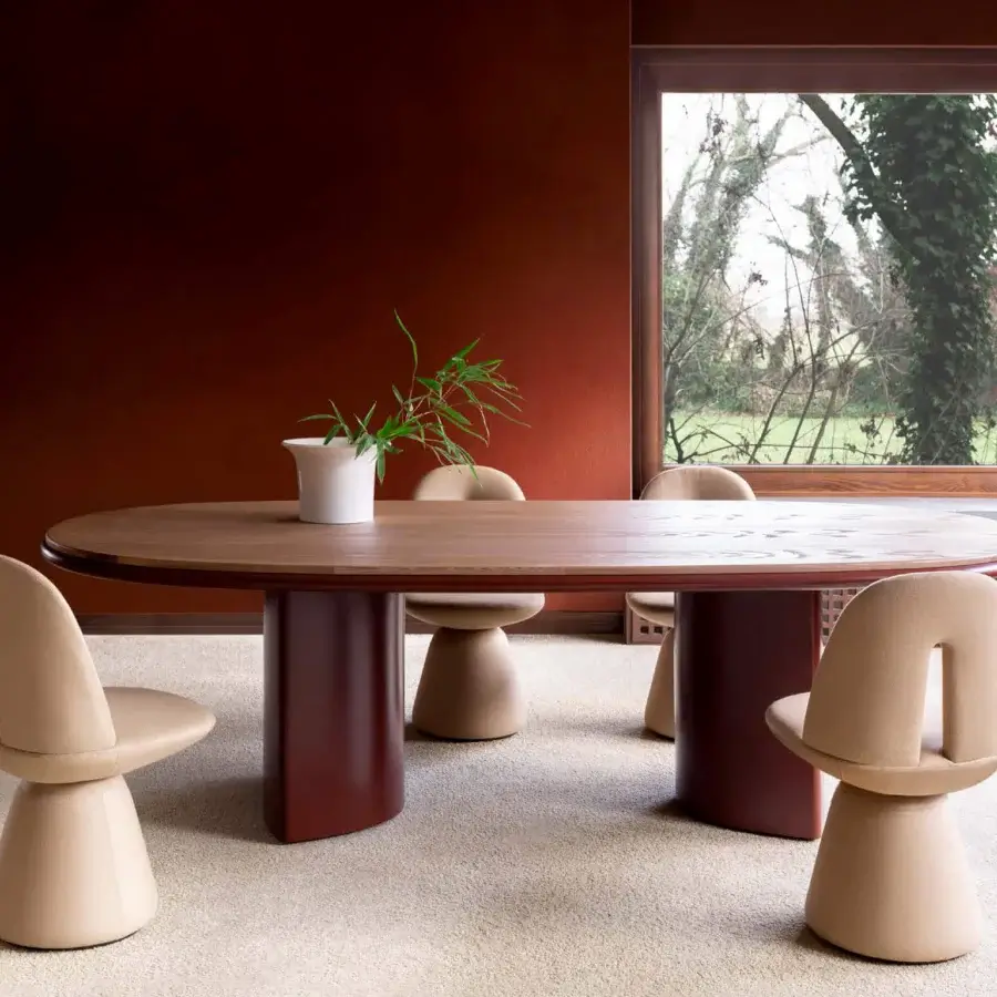Superior Carpanese Home Bill chair, a dining seat with pale beige textile upholstery and cream finished wooden base