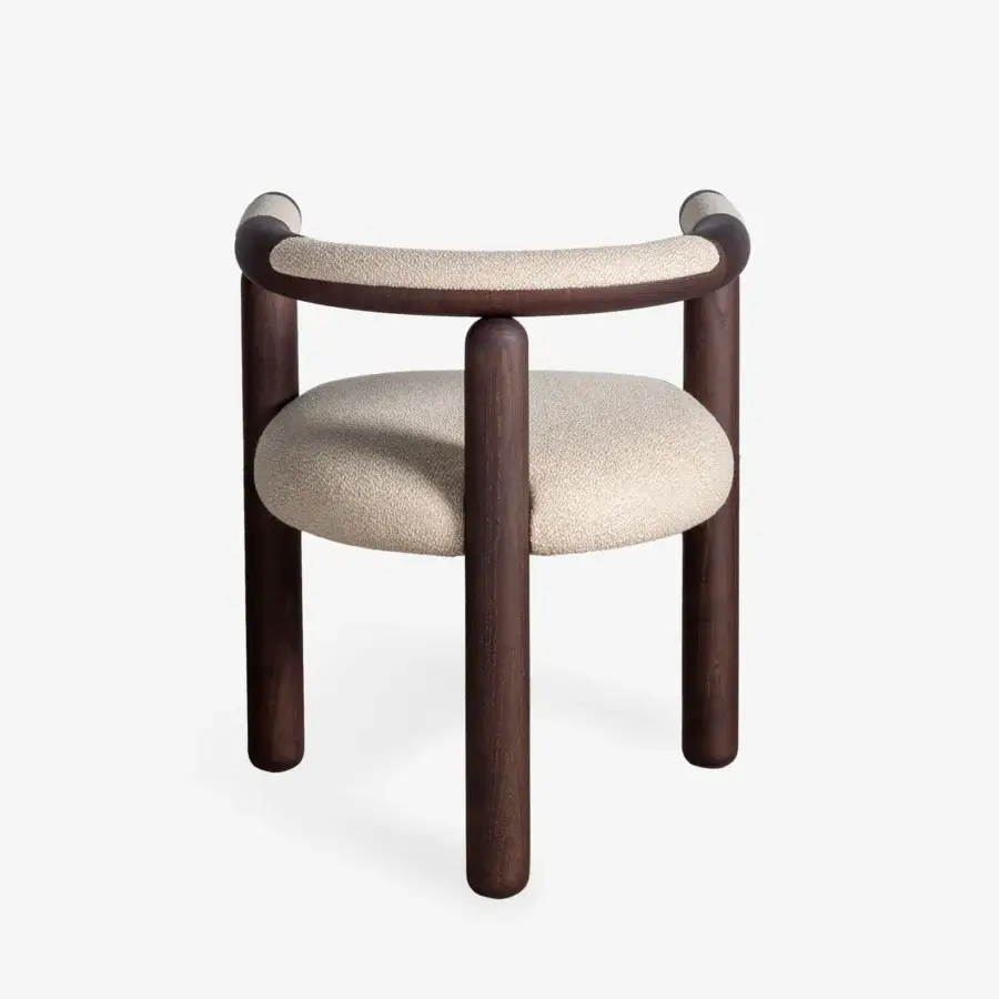 Refined Carpanese Home Panda armchair crafted in light beige upholstery with a satin finished solid ash wood frame