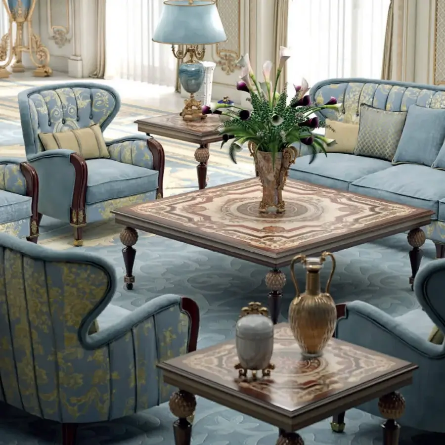 Distinguished Armando Rho A1300 side table built in maple, mahogany, and paduk with a rich brown finish and gold detailing