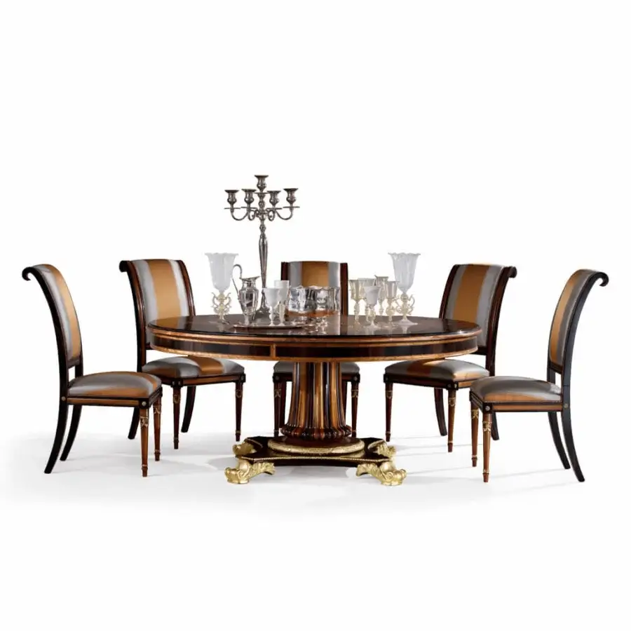 Exquisite Armando Rho A1173 table crafted in Italy with ebony finish, bois de rose accents and gilded detailing for a sculptural quality