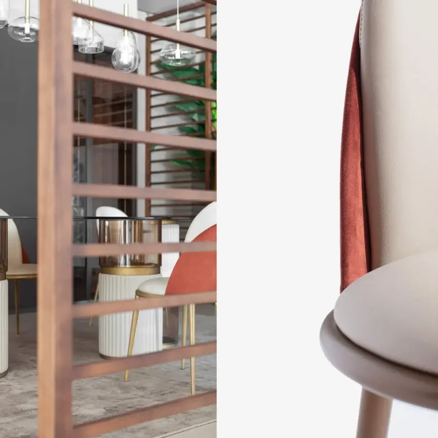 Distinguished Carpanese Home Georgette chair with a satin Brass structure and neutral beige textile upholstery accented with reddish-brown tones