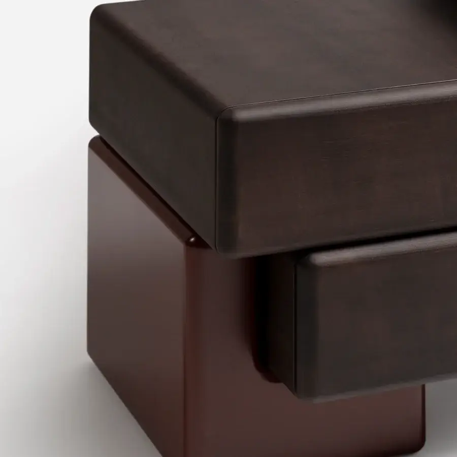 Superior Carpanese Home Brick D sideboard built in dark and reddish-brown lacquered wood with softly rounded corners