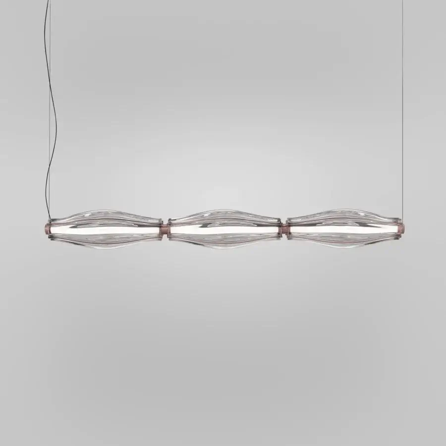 Exceptional Vistosi Jeff Suspension Lamp crafted in Italy with elongated crystal elements and dark gray metallic structure