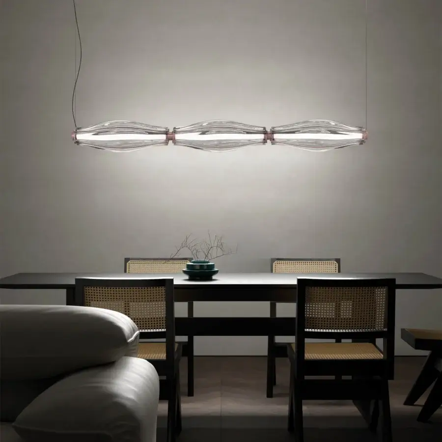 Elegant Vistosi Jeff Suspension Lamp crafted in Italy with elongated crystal elements and dark metal support