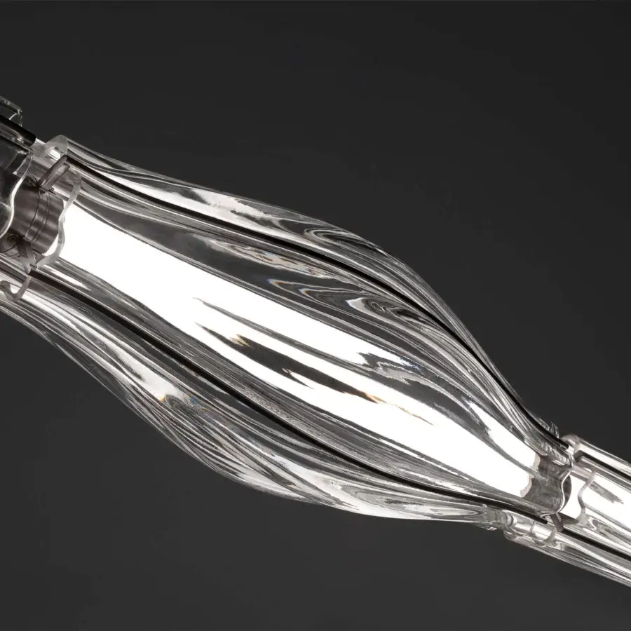 Superior Vistosi Jeff Suspension Lamp crafted in Italy with elongated crystal elements and glossy smooth finish