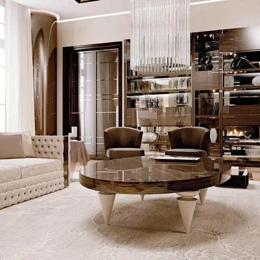 Distinguished Reflex Gran Canal Special coffee table with shiny ebony wood tabletop and transparent Murano glass legs crafted in a glossy finish
