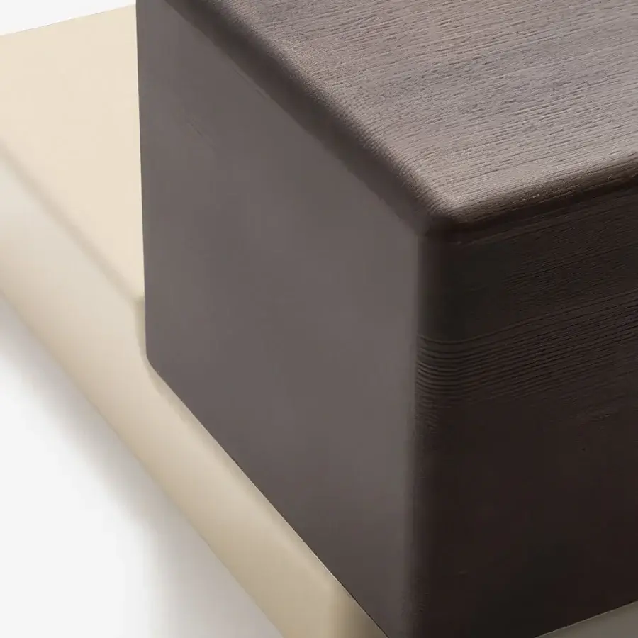 Elegant Carpanese Home Brick NL nightstand crafted in wood with a silky dark stain and pale beige base