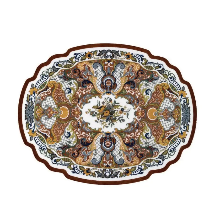 Exquisite Armando Rho A1179 side table crafted in mahogany solids with multicolor floral inlays and polished finish