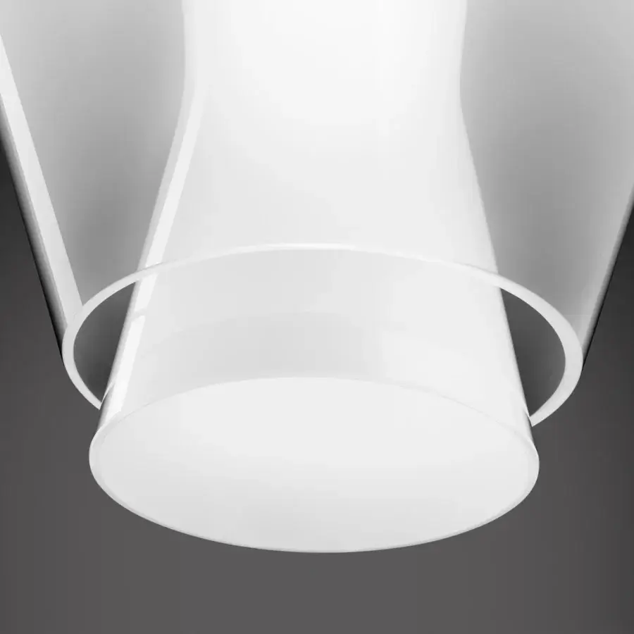 Superior Vistosi Anisette suspension lamp with superimposed white crystal diffusers and glossy finish