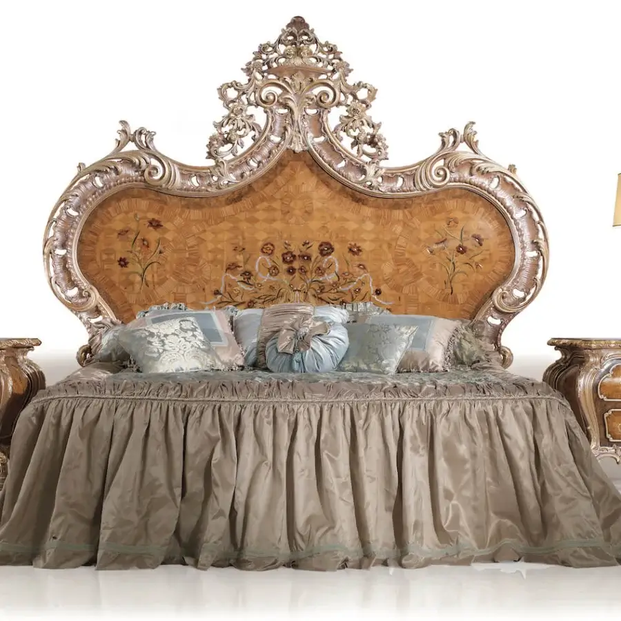 Exquisite Armando Rho A1219 nightstand crafted in yew wood, olive wood, and walnut Persian burl with golden brown finish