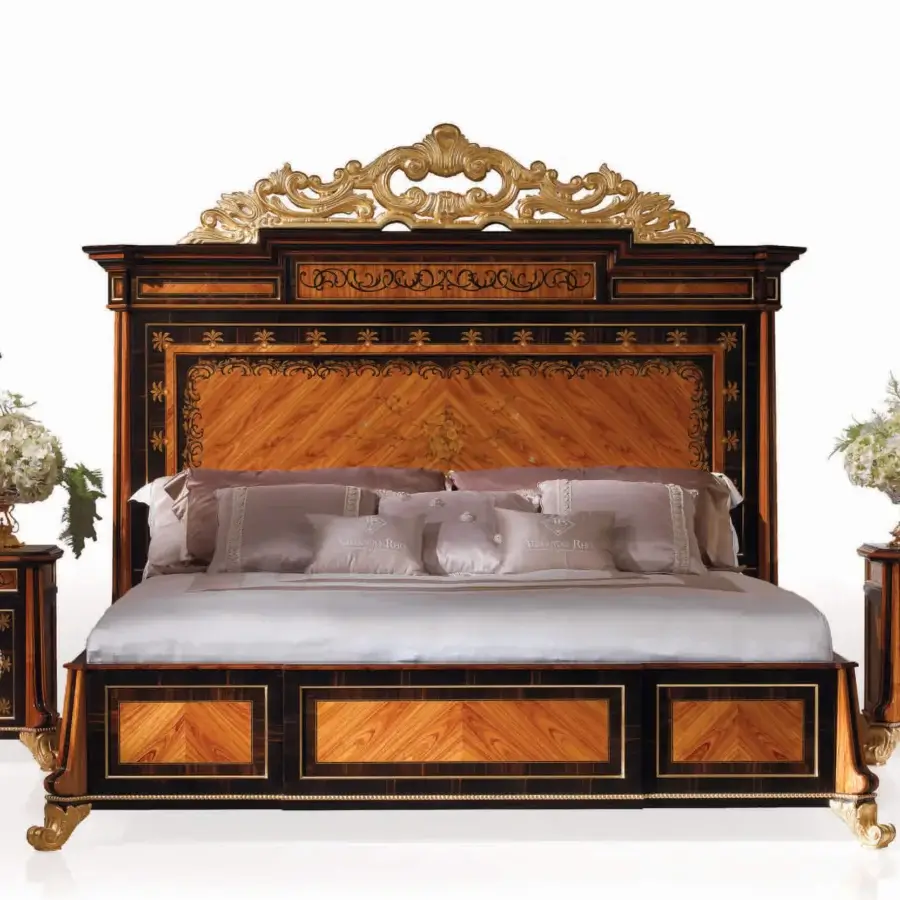 Lavish Armando Rho A1216 nightstand crafted in bois de rose and ebony with glossy inlay and gilded accents