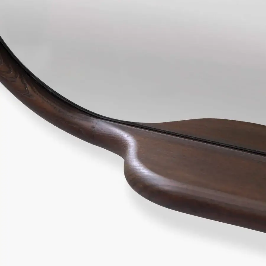 Superior Carpanese Home Shine mirror crafted with solid ash wood and natural glass in a dark brown finish