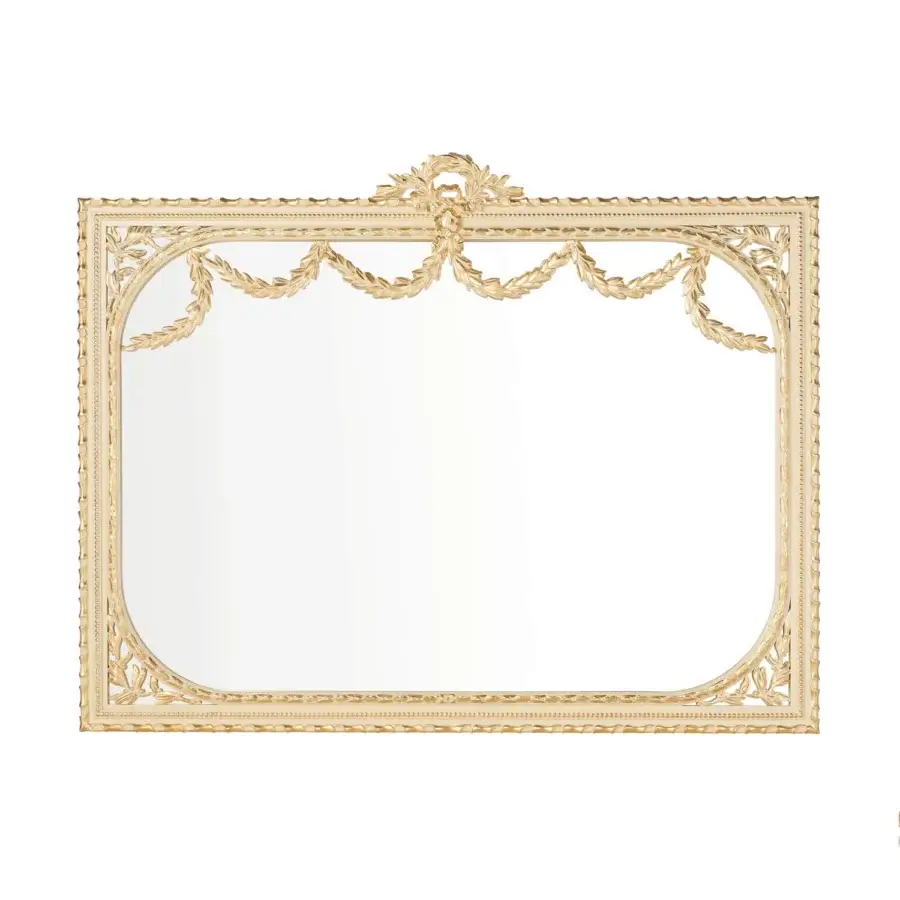 Superior Modenese Golden Radiance shaped mirror crafted in wood with radiant gold leaf and sculpted floral motifs