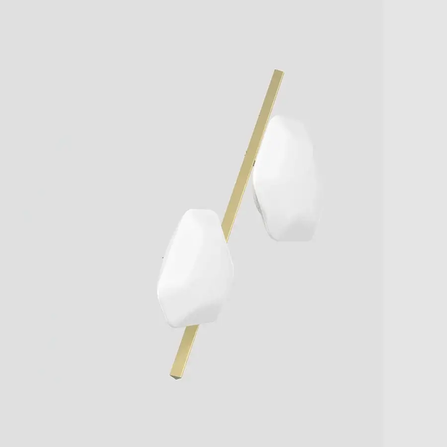 Distinguished Vistosi Modulor wall lamp with softened hexagonal diffusers and pale gold metal frame in satin finish