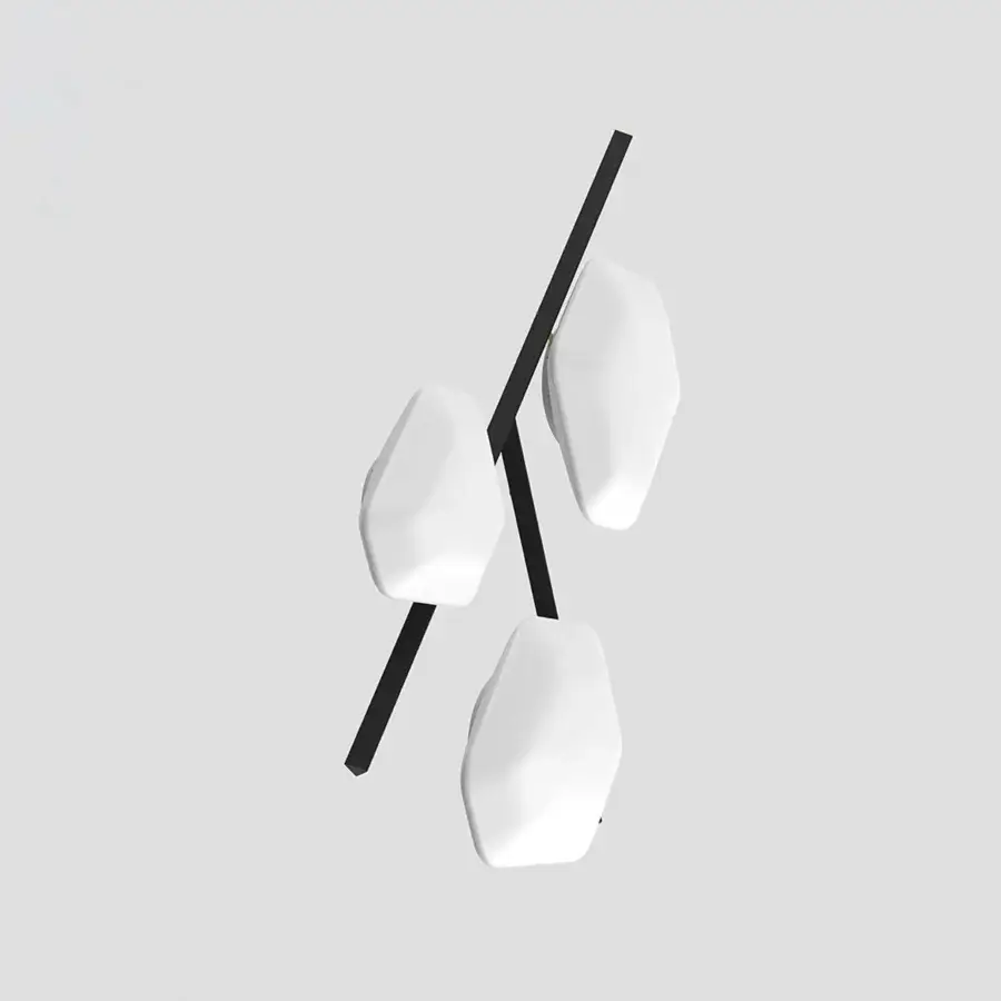 Superior Vistosi Modulor wall lamp with asymmetrical white sculpted shades and sleek black mounting arms in matte finish