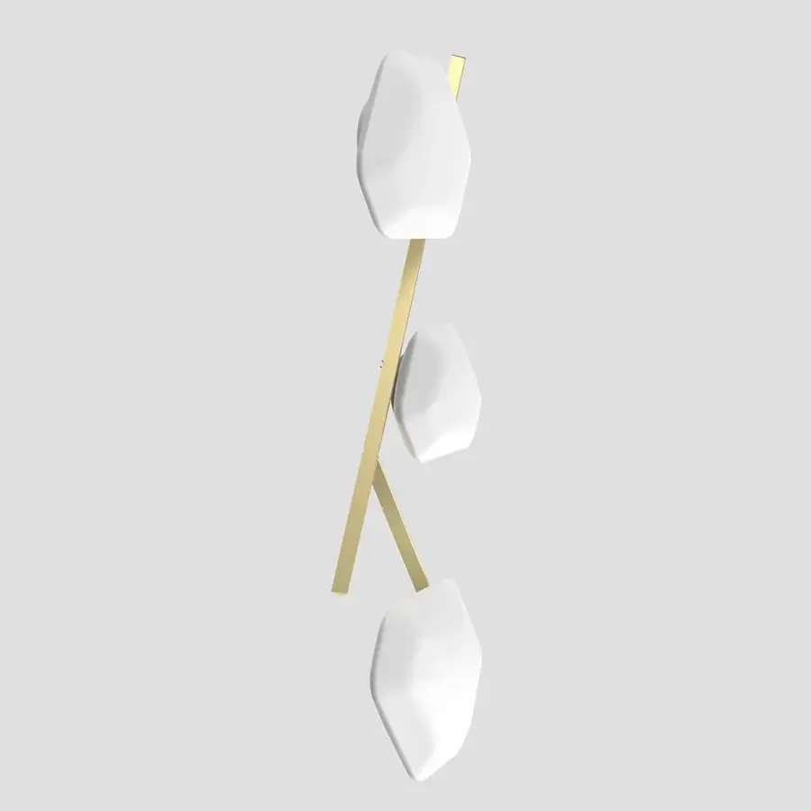 Distinguished Vistosi Modulor wall lamp with vertically aligned white elements and a satin gold-toned metal support