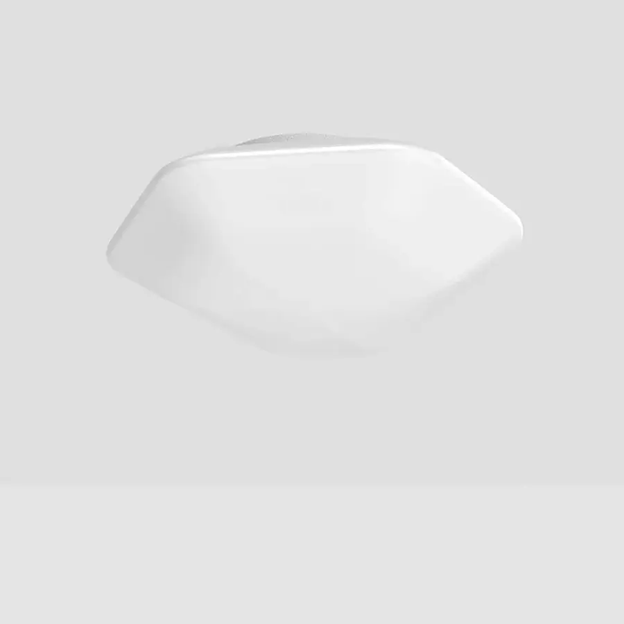Distinguished Vistosi Modulor ceiling lamp crafted in beveled glass with a smooth matte white finish creating organic radiance