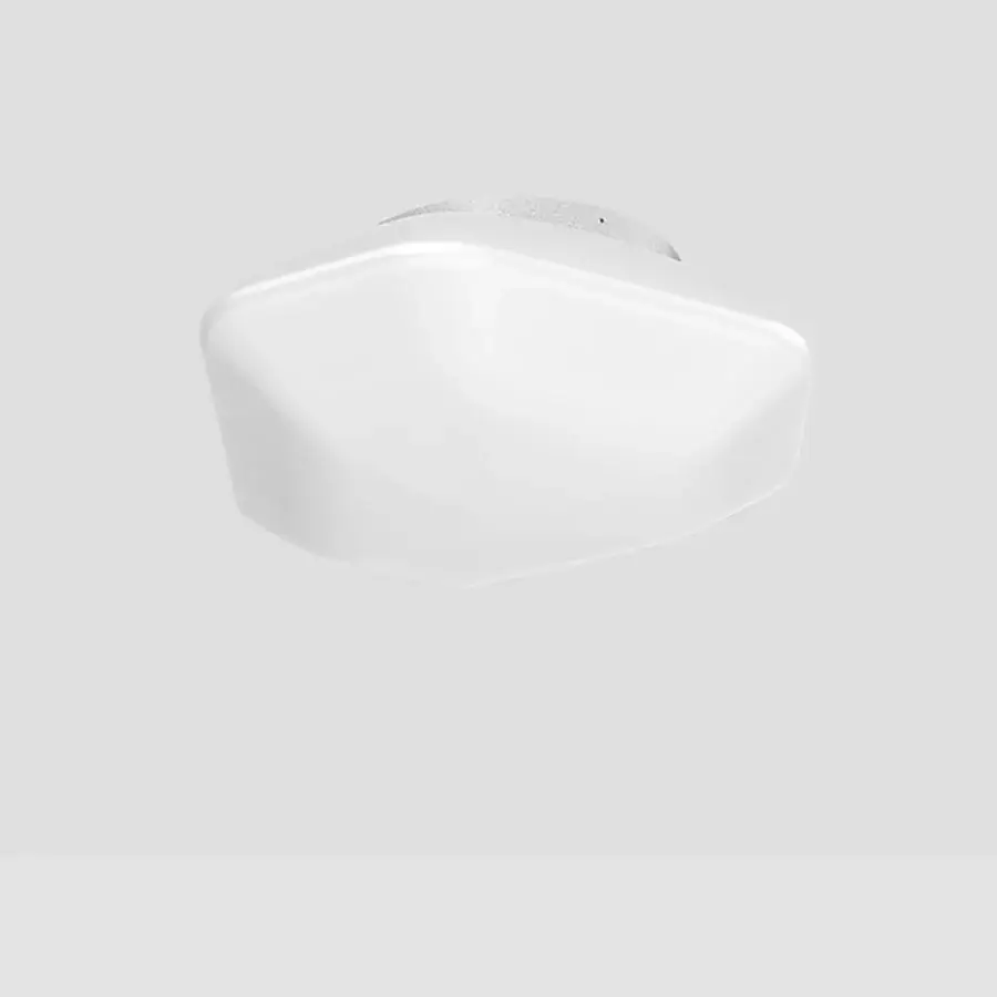 Elegant Vistosi Modulor ceiling lamp crafted in beveled glass with a smooth matte white finish