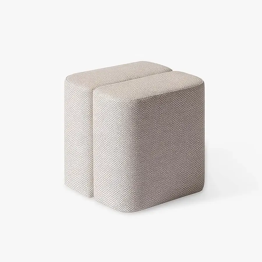 Distinguished Carpanese Home Rocha ottoman crafted in neutral beige textile with subtle woven finish