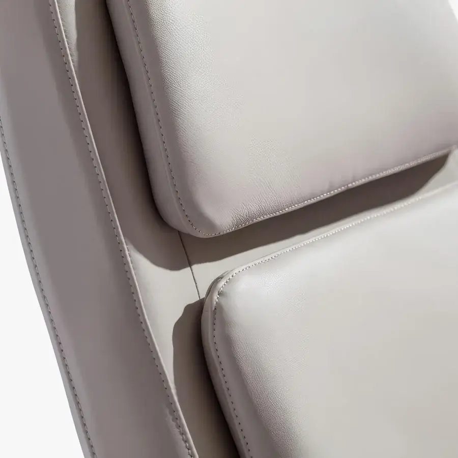 Distinguished Carpanese Home Royal Office armchair in pale gray premium leather with satin brass swivel base