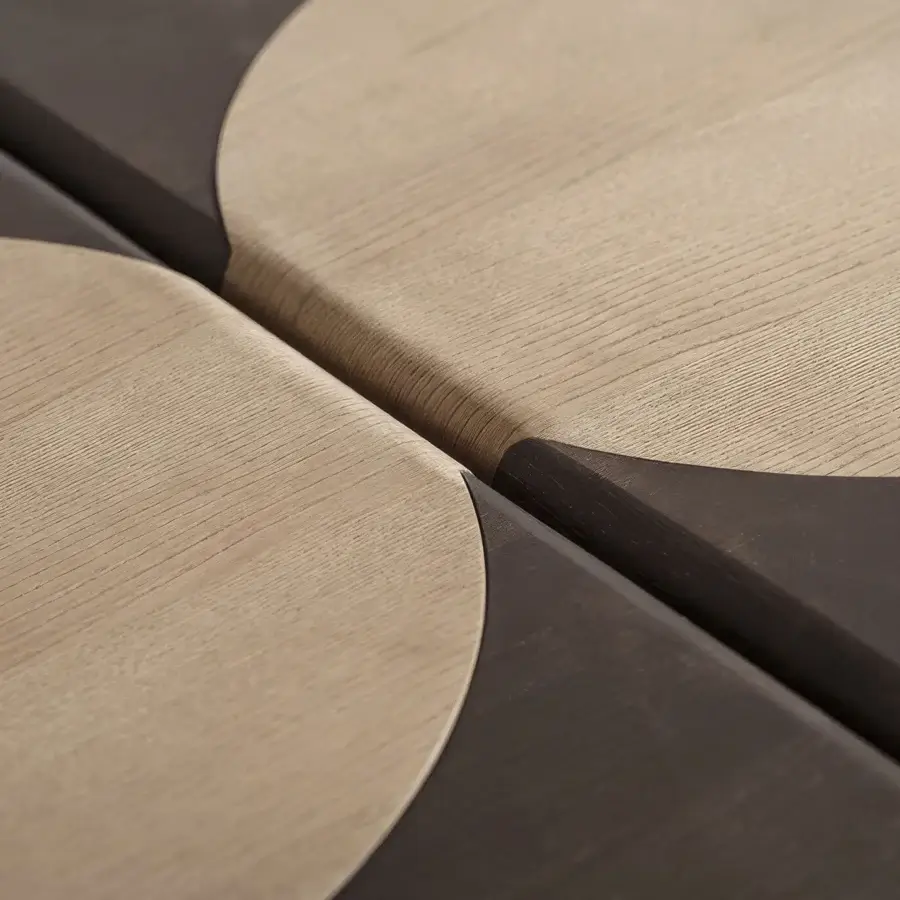 Harmonious Carpanese Home Ladybug table crafted with light and dark ash wood and a satin finish
