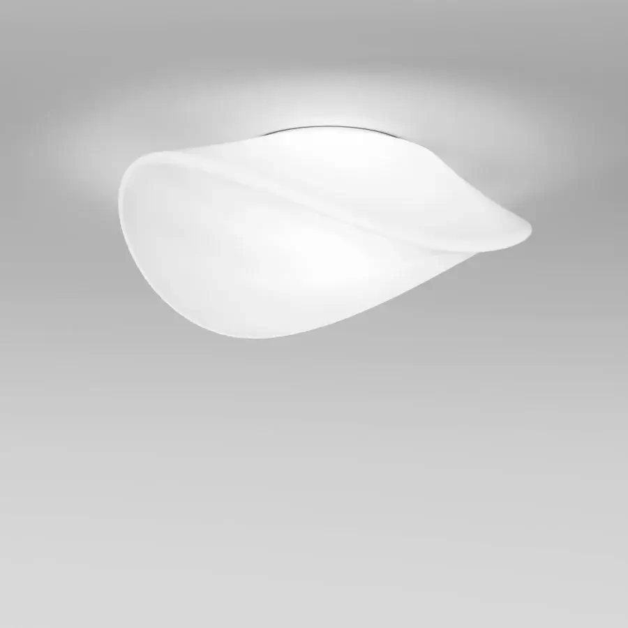 Exceptional Vistosi Balance ceiling lamp crafted in matte white with hand-blown glass, exhibiting an organic asymmetrical form