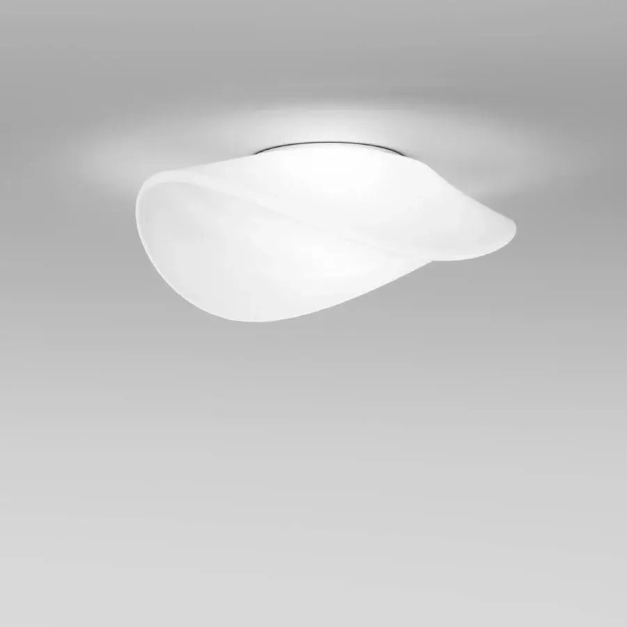 Distinguished Vistosi Balance ceiling lamp crafted in white with hand-blown glass and a smooth matte finish