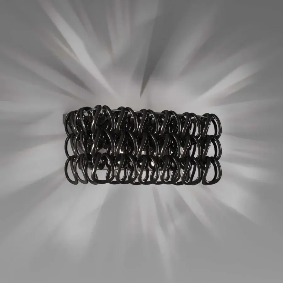 Elegant Vistosi Giogali wall lamp crafted with interconnected metal rings in dark gray with a subtle matte finish