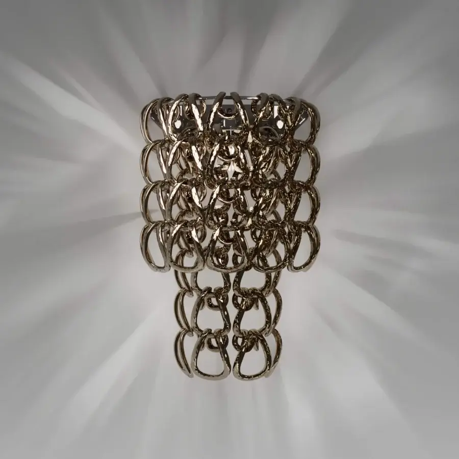 Luxury Vistosi Giogali wall lamp crafted with interconnected rings of shimmering Murano glass and polished metal