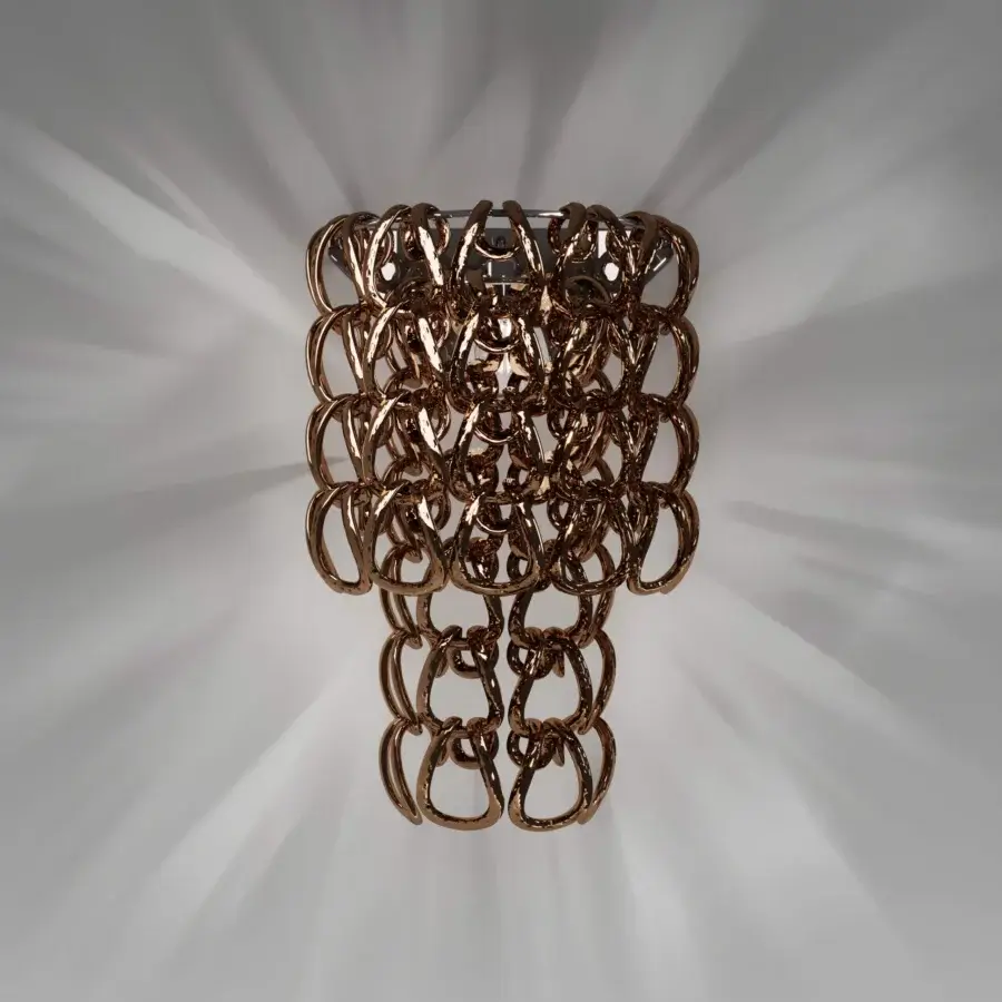Luxury Vistosi Giogali wall lamp crafted with interconnected rings of shimmering Murano glass and metallic bronze finish