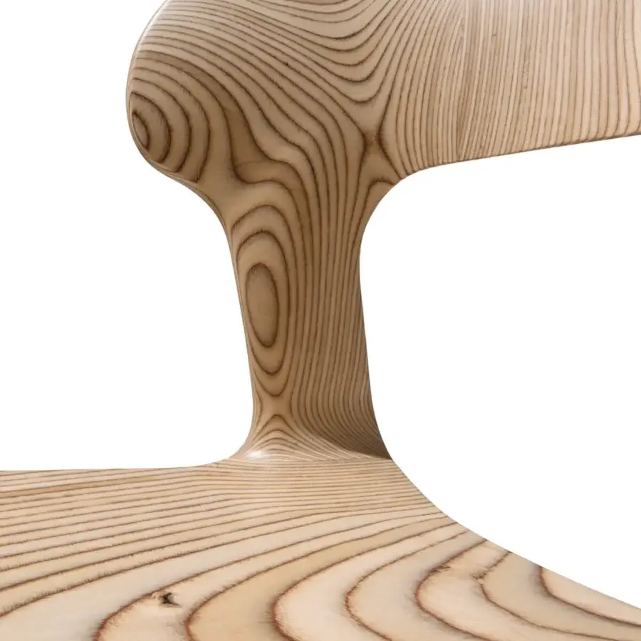 Distinguished Giorgetti Gea chair crafted in light beige birch plywood with a smooth satin finish
