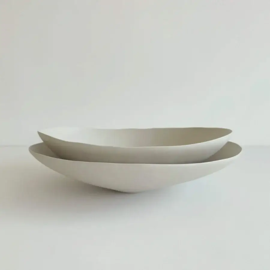Exclusive Rina Menardi Baccelli centerpiece crafted in baked clay with a smooth matte ceramic finish