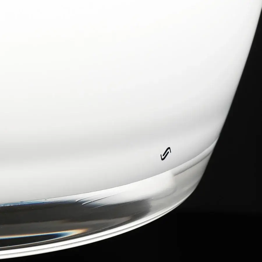 Superior Vistosi Implode ceiling lamp crafted in multi-layered glass with a gradation between white and transparent crystal