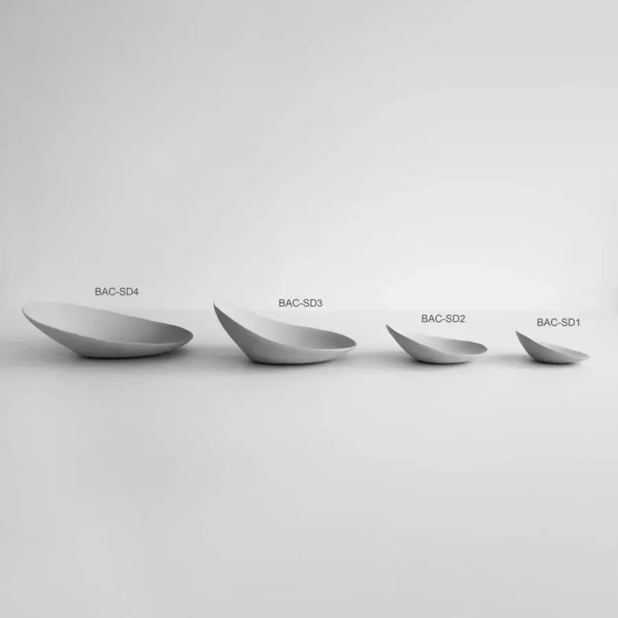 Distinguished Rina Menardi Baccelli Seduti centerpiece crafted in light gray baked clay with a smooth matte finish