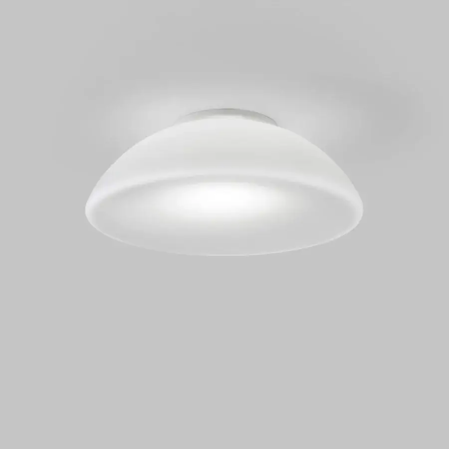 Exceptional Vistosi Infinita ceiling lamp with large-scale Murano glass diffuser and satin finish creating a contemporary glow