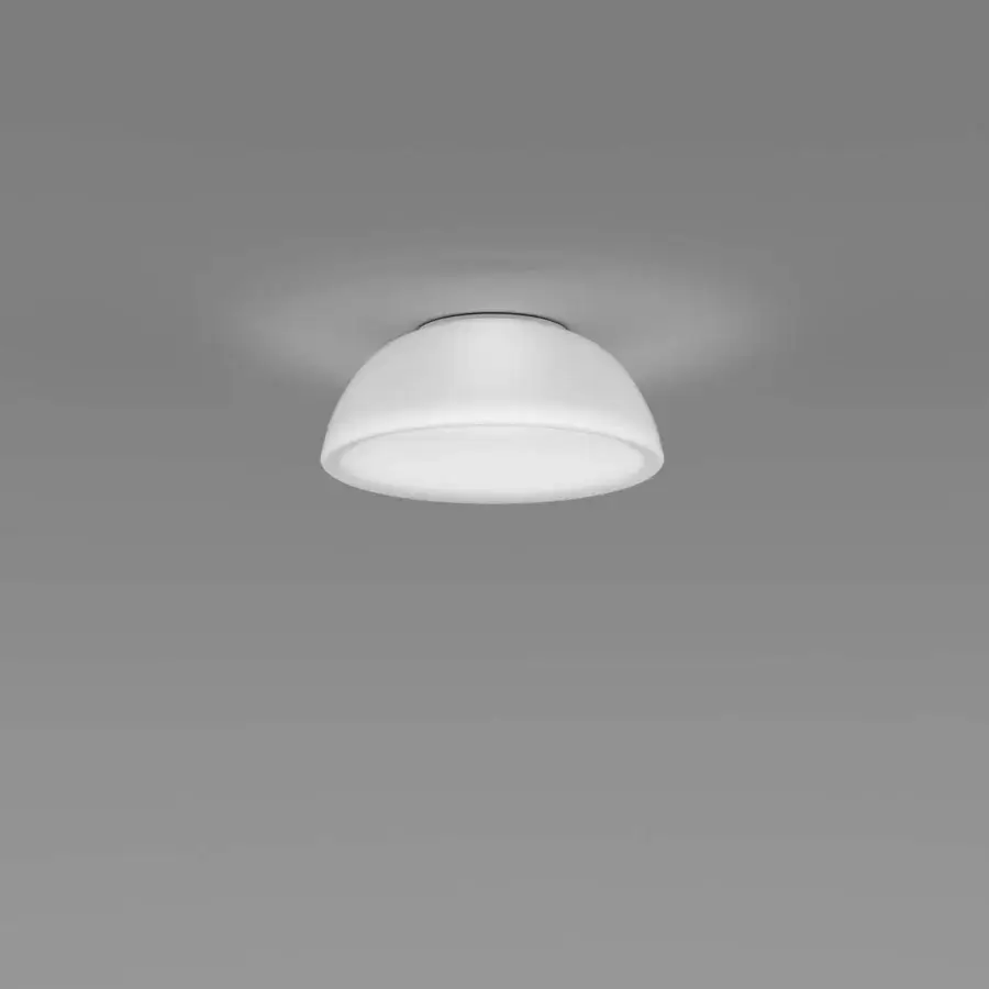 Superior Vistosi Infinita ceiling lamp crafted with Murano glass and an “invisible” metal frame in a matte white finish