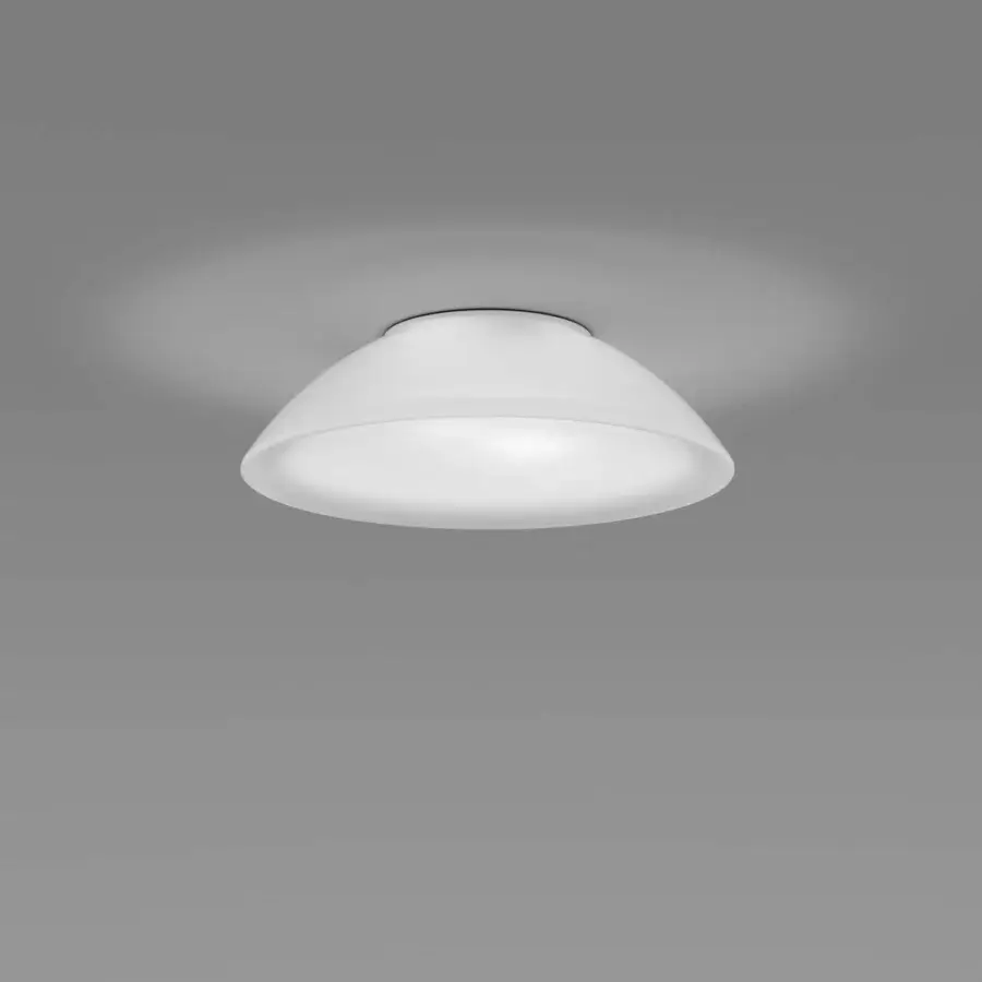 Elegant Vistosi Infinita ceiling lamp crafted in Murano glass with a smooth matte white finish