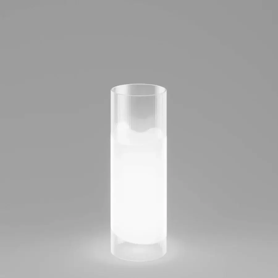 Elegant Vistosi Lio table lamp crafted in translucent glass with a milky white glossy finish