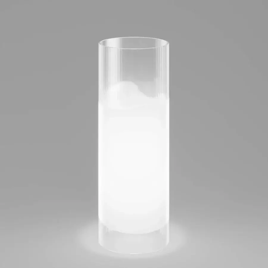 Distinguished Vistosi Lio table lamp crafted in translucent glass with a sleek geometric form emitting a bright diffused white glow