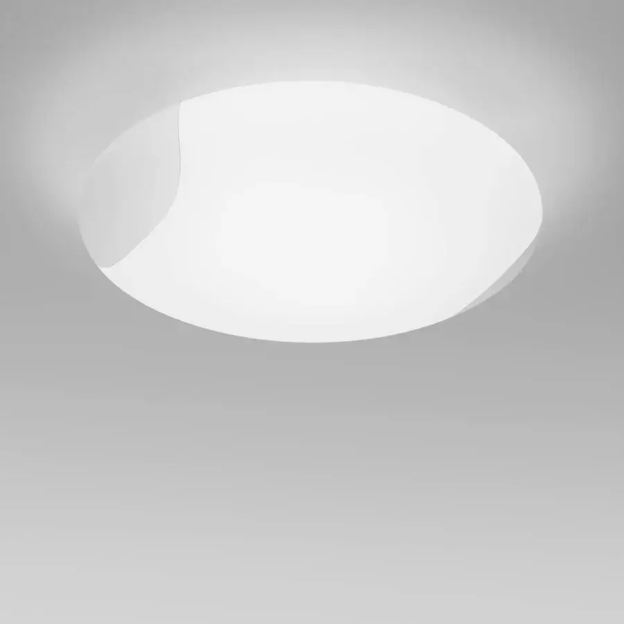 Exceptional Vistosi Lio ceiling lamp crafted in white mouth-blown Murano glass with a smooth matte finish