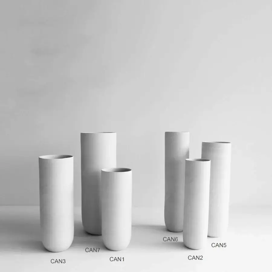 Distinguished Rina Menardi Canne vase crafted from baked clay with a subtly textured matte finish and unique form