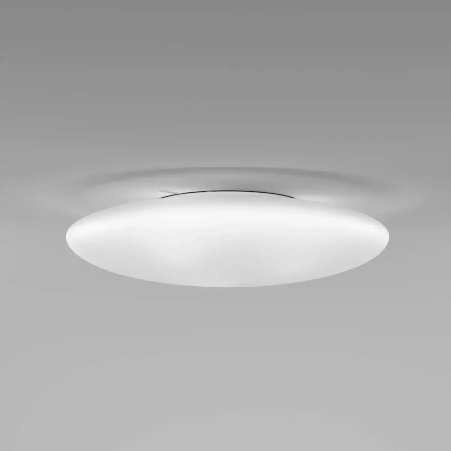 Distinguished Vistosi Saba ceiling lamp crafted in satin-finish blown glass with a smooth matte white finish