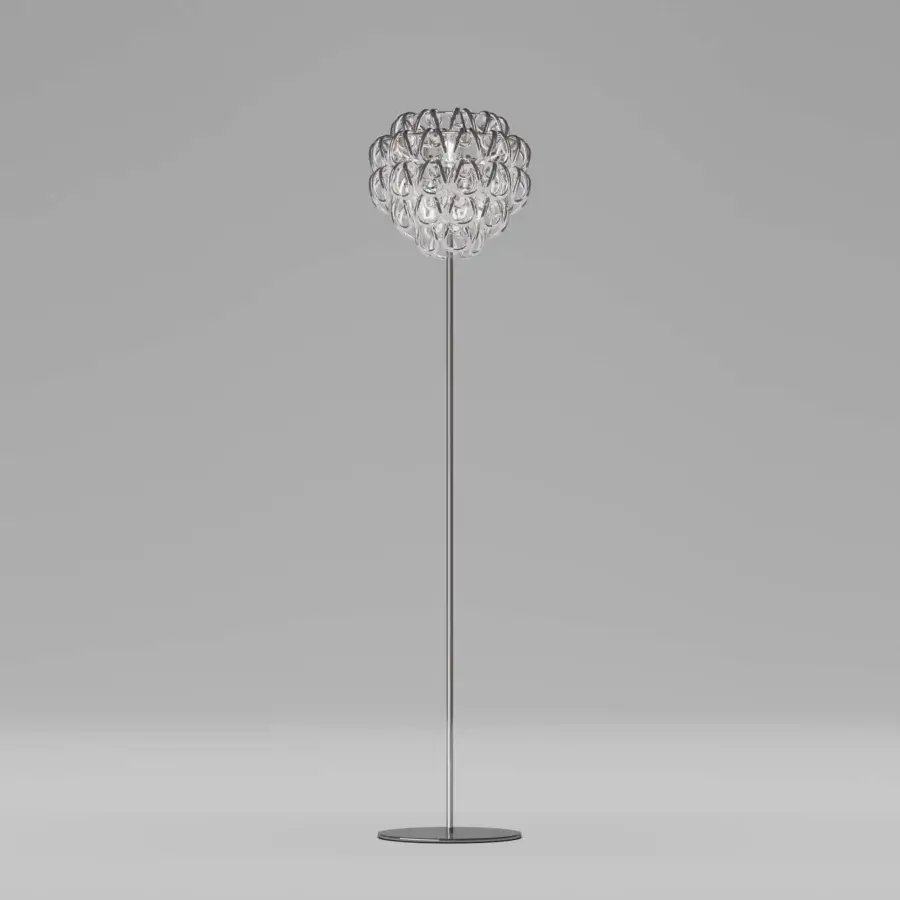 Superior Vistosi Giogali floor lamp with hundreds of hand-blown Murano glass hooks and satin dark metal finish