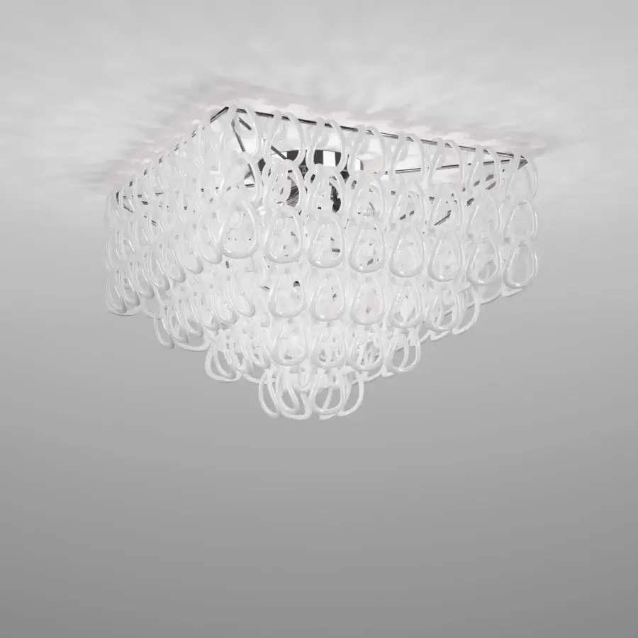 Exceptional Vistosi Giogali ceiling lamp handcrafted in clear hand-blown glass with interlocking droplet elements